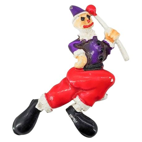 Vintage Enameled Clown Brooch