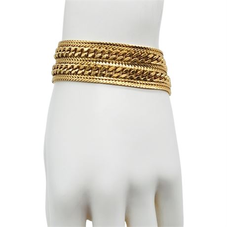 Vintage MONET 5-Strand Cuban & Foxtail Link Chain Bracelet