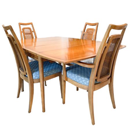 Vintage 1960's Drexel Meridian Dining Table w 6 Chairs