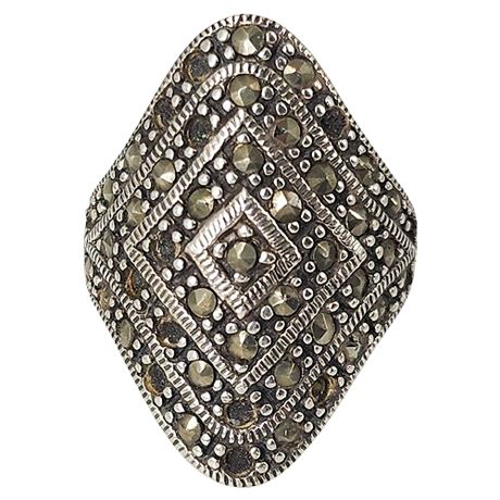 Sterling Silver & Marcasite Ring, Sz 6