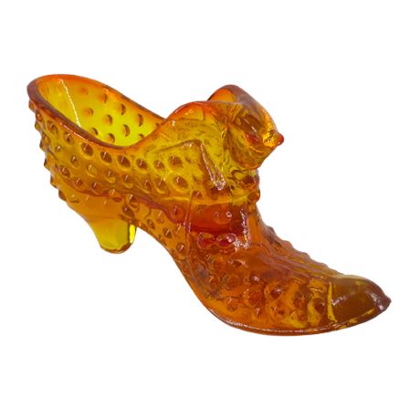 Fenton Amber Art Glass Slipper