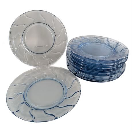 Set 11 Fostoria Blue Glass Plates