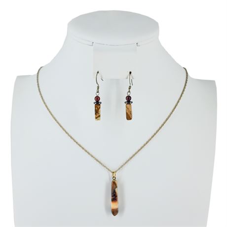 Artisan Made Natural Bead Necklace & Earrings Set