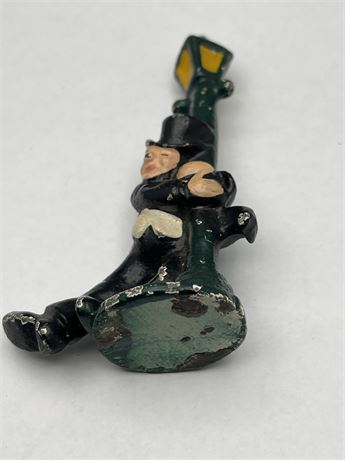 Vintage cast-iron, drunk man lamp, post collectible