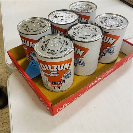 6 NOS Oilzum Quart Cans - Full