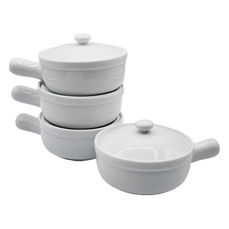 Everyday White Lidded Individual Soup Pots
