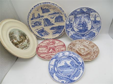Various Collector Plates 1 Boston Ad, Staffordshire & Currier & Ives
