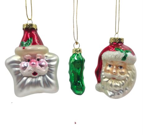 Lot of Three Blown Glass Ornaments