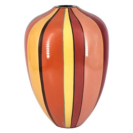 Colorful Striped Ceramic Decorator Vase