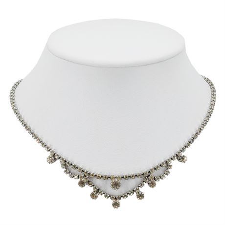 Vintage Dainty Prong Set Rhinestone Festoon Necklace