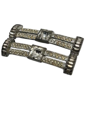 Art deco vintage rhinestone double bar brooch