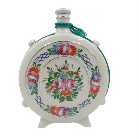 Hungarian Hand-Painted Ceramic Decanter with Stopper