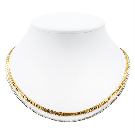 Vintage LES BERNARD 2-Tone 3-Strand Chain Necklace