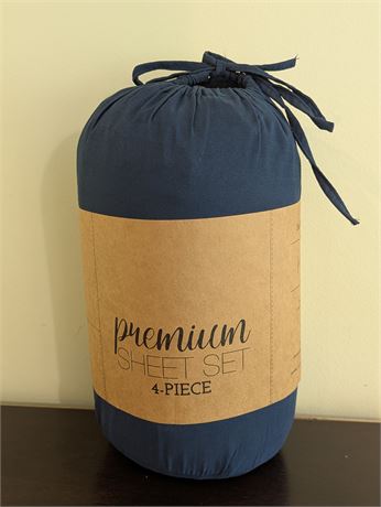 New premium sheet set navy blue king size