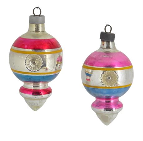 Set of Two, VTG Mercury Glass Ornaments