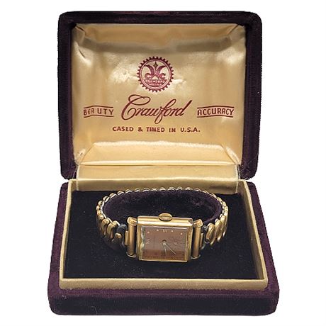 Vintage Crawford Gold Filled Wristwatch in Original Box