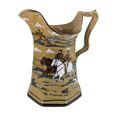 Antique Artist Signed Buffalo Pottery New York Pitcher Horse Hunting Scenes