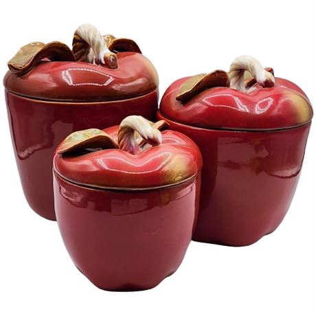 Vintage Ceramic Apples Canister Set