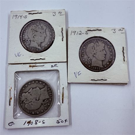 3 Barber Half Dollars