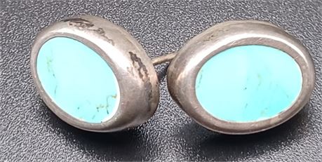 Sterling turquoise inlay earrings 8.8 G
