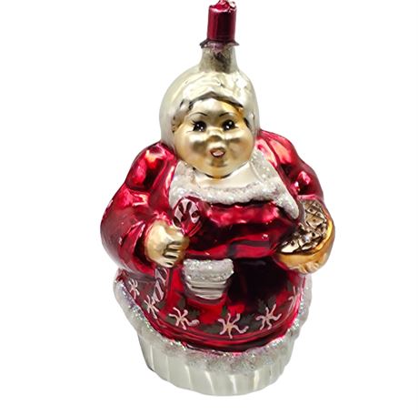 X-Large 5" Glass DBL-Sided Santa & Mrs. Claus Ornament