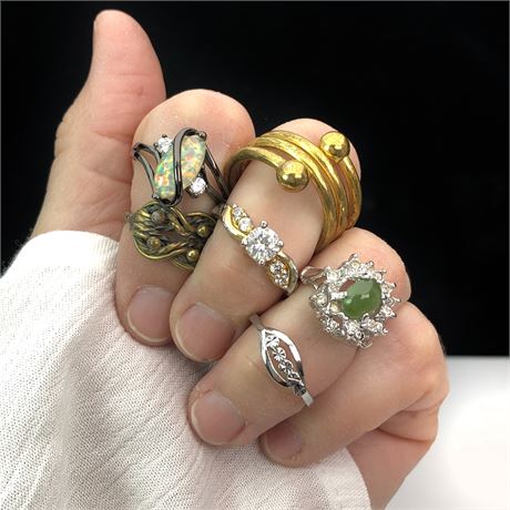 Vintage Jewelry Lot- Rings Black PVD Coated, Uncas, Spiral, Love Knot