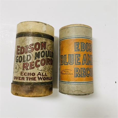 2 Antique Edison Wax Cylinder Photographs