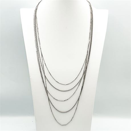 Vintage Monet Silver Tone Multi Strand Necklace