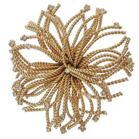 Vintage Gold Tone Chain Fringe Brooch – Large Statement Floral Pin