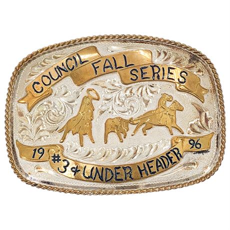 Vintage STRINGERS Large Two-Tone Western Belt Buckle
