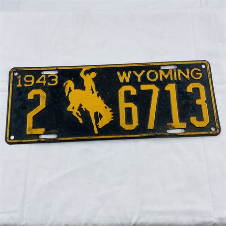 1943 Wyoming License Plate