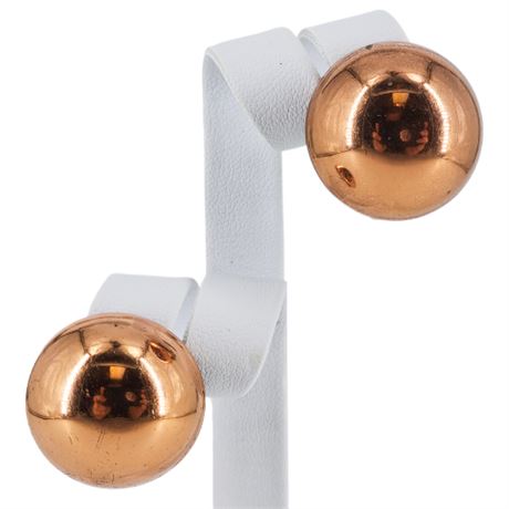Vintage RENOIR Domed Copper Clip Earrings