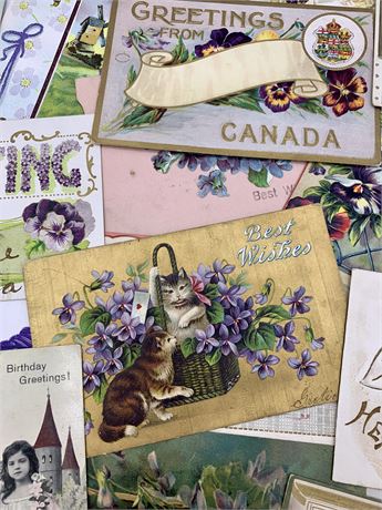 33 Antique to Vintage Best Wishes Postcards