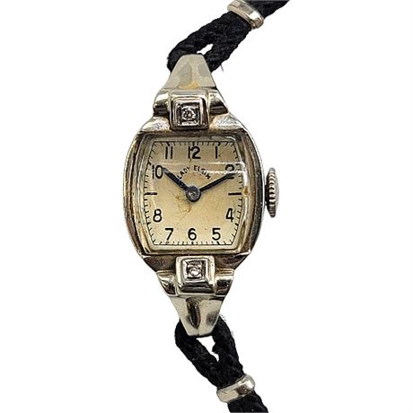 Lady Elgin 14K White Gold Ladies Wristwatch, Running