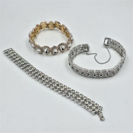 Lot of Vtg. Rhinestone Bracelets