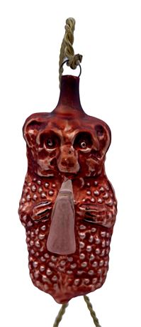 Vintage Textured Polka Dot Cinnamon Glass Bear with Bottle Ornament