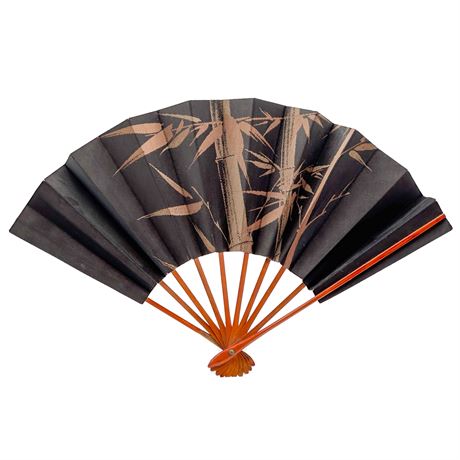 Vintage Japanese Bamboo Cloth Folding Hand-Fan