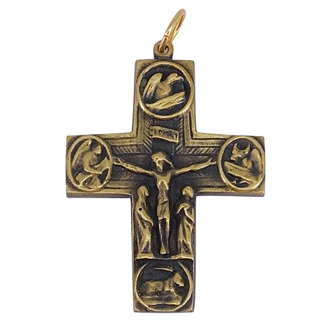 French Chiseled Bronze Cross Pendant – “Bronze Ciselé Édition G.G.”