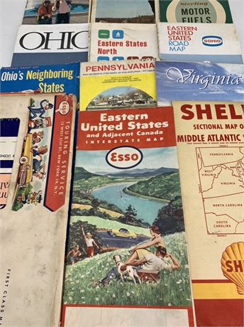 12 Vintage United States Automobile Travel Maps