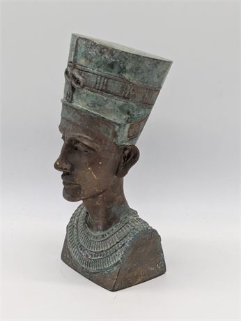 Detailed Bronzed Verdigris Egyptian Queen NEFERTITI Bust Museum Replica 6.5x2.75