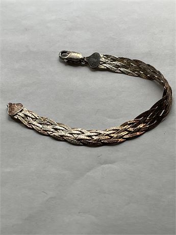 .925 silver Italian braided bracelet 4.06Grams