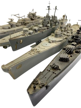 5 Vintage Military HO Scale Naval Battleship 17” long Model Toys