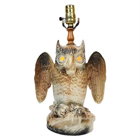 Mid-Century Howard Kron for Texans Inc. Light Up Eyes Ceramic Owl Lamp