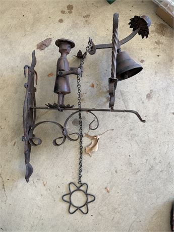 Mackenzie Child's Mrs. Powers Dinner & Door Bell Wrought Iron Mechanical Design