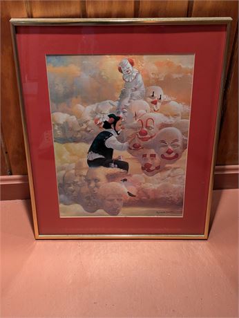 Clown Framed Matted Print 20 x 16