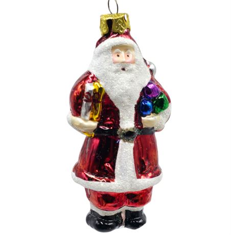 4" Blown Glass Santa Ornament
