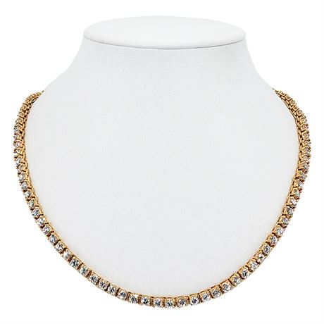 Unsigned Gold Tone 4mm CZ Tennis Necklace