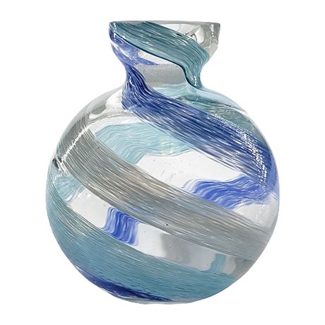 Hand Blown Art Glass Swirl  Bud Vase