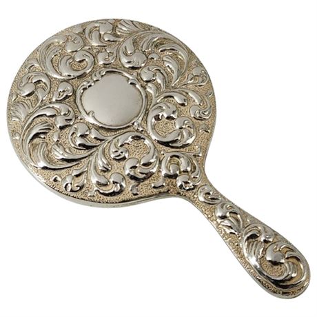Vintage Child's Silver Plate Vanity Hand Mirror