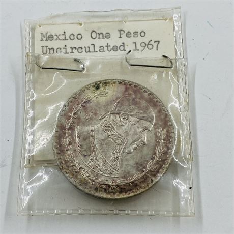 UNC 1967 Mexico Silver Peso